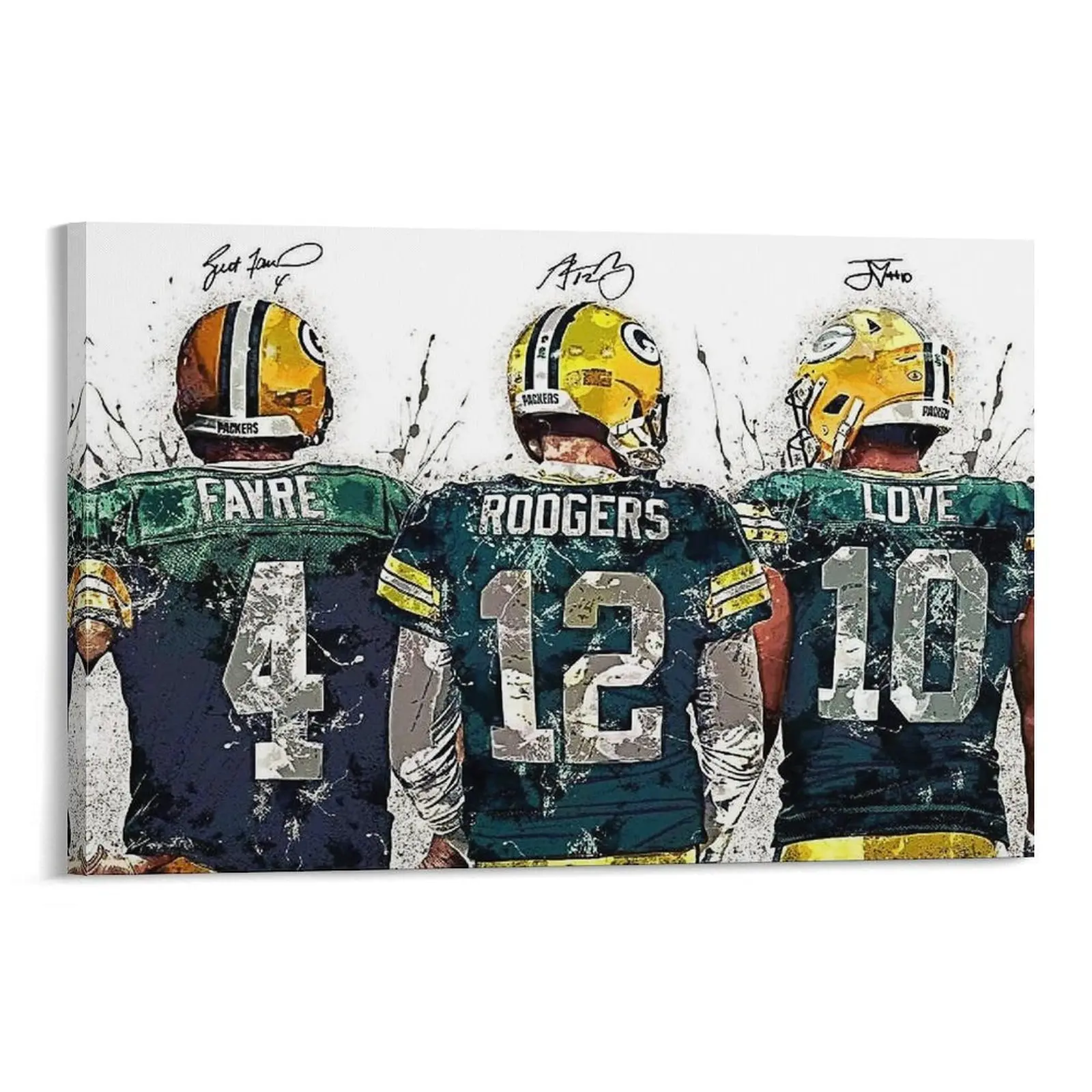 Jordan Love, Aaron Rodgers, Brett Favre Landscape Canvas Poster Print - Aesthetic Wall Decor Art Prints for Bedroom, Office - Home Decor Gift