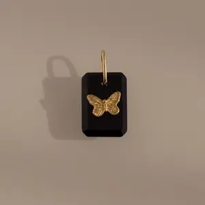 Onyx Butterfly Charm by Caitlyn Minimalist - Black Butterfly Pendant Charm for Necklace & Bracelet -  Dainty Nature Jewelry - Sister Gift