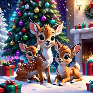 5D DIY Full Drill Round Diamond Painting - Diamond Art Kit Christmas Tree, Reindeer, Gift Mosaic, Canvas - DIY Home Decor, Wall Art, Perfect for Halloween and Christmas, Independence Day, Birthday, and Anniversary Gifts