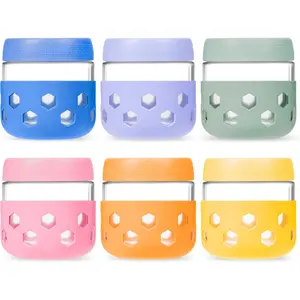 6-Pack 10oz Glass Mason Jars with Silicone Sleeves, Airtight BPA-Free Overnight Oats Containers with Lids, Dishwasher Safe Leak-Proof Meal Prep Jars for Chia Pudding, Yogurt, Snacks