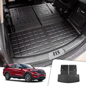 Cargo Mat Compatible with 2020-2025 Ford Explorer 6&7 Passenger Cargo Liner Trunk Mat Back Seat Cover Protector Upgrade 2024 Explorer Accessories (Trunk Mat with Backrest Mat)