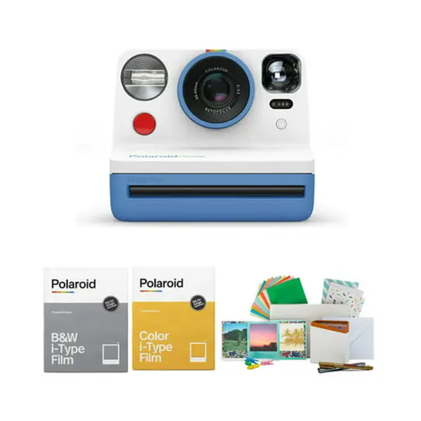 Polaroid Now VF i-Type Automatic Instant Camera (Blue Bundle) - Autofocus Lens, Built-In Flash, Picture-Capturing Capabilities, Film & Accessory Kit