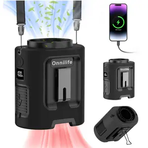 Onnilife Fan Portable Waist Fan Clip on Wearable Belt Personal Fan 5000mAh Rechargeable Battery Operated, 4 Speeds & 13000 RPM, Neck Fan Hands-Free, 20H Cooling Fans for Outdoor Travel Camping, Gray/Black/Orange/Green/White/Pink