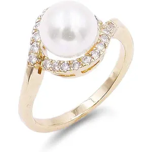8 mm Pearl Ring Ivory AAA CZ Micro Pave Size 5-10 Wedding Jewelry