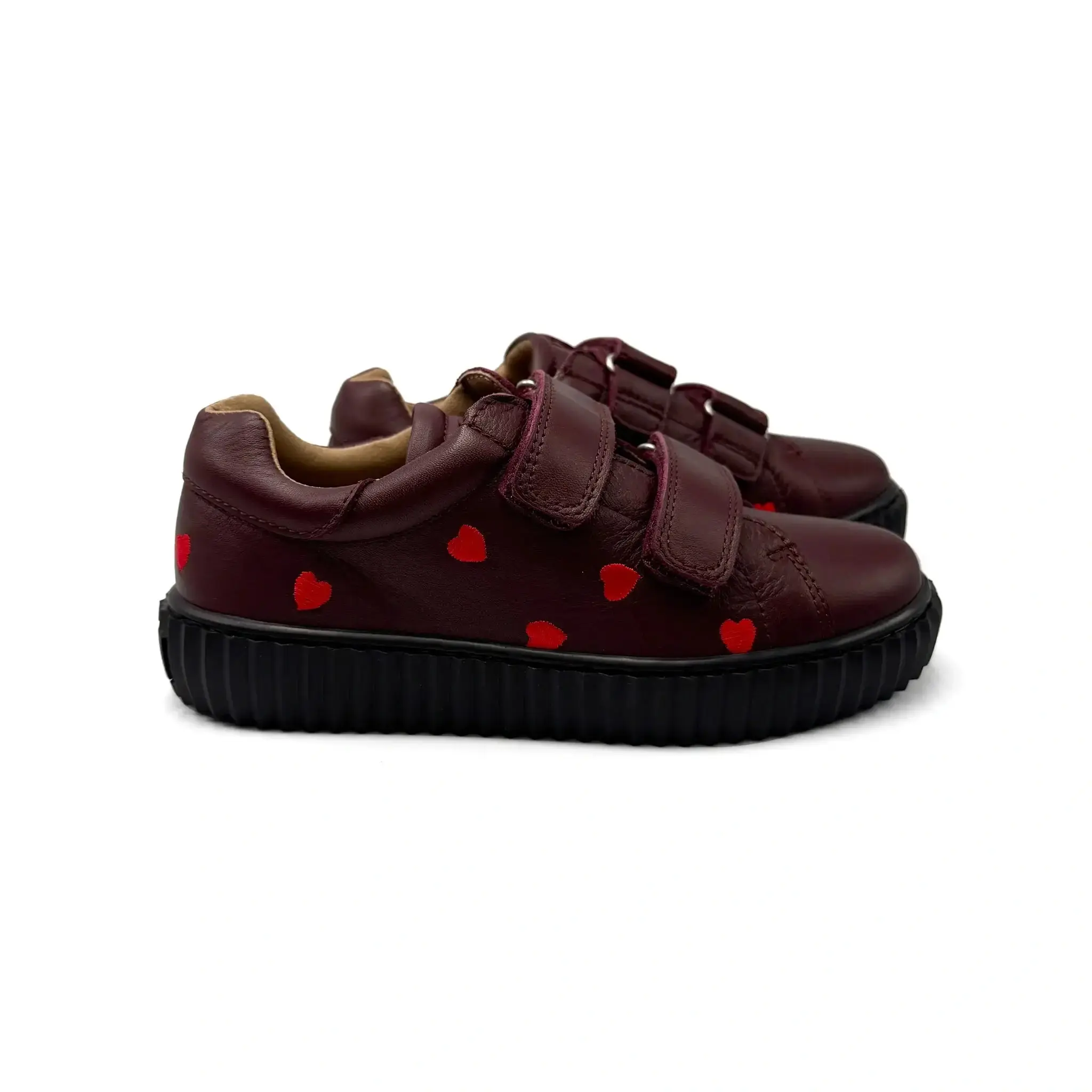Porte Burgundy Red Hearts Velcro Sneaker