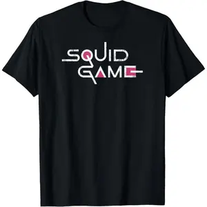 Squid Game English Title Logo T-Shirt  for adult kids boy girl graphic Tees shirts  funny vintage fashion Short Sleeve tops vacation outfits clothing