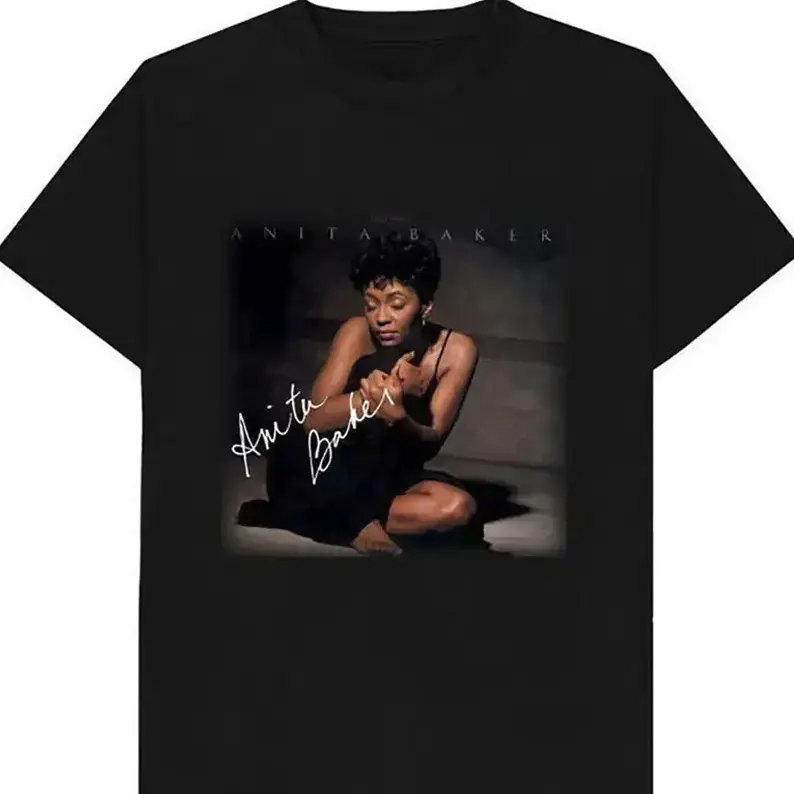 Men's Anita Baker Tribute Graphic T-Shirt - Black with Golden Lettering