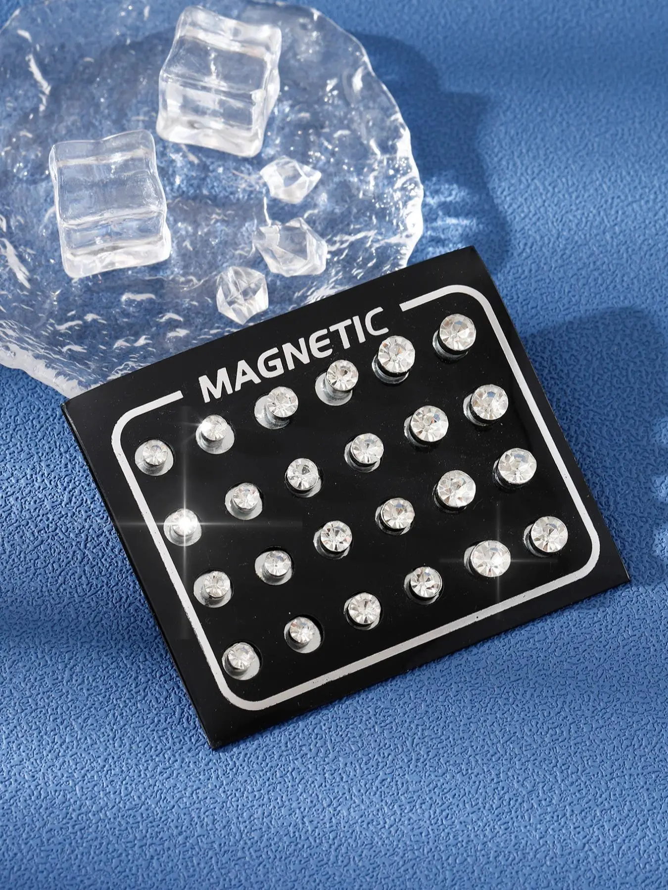 Unisex Street Style Rhinestone Decor Magnetic Stud Earrings, Earring Set, 12 Pairs Exquisite Trendy Minimalist Stud Earrings, Fashionable Luxury Sparkling Ear Jewelry for Party & Daily Decoration, High Quality Earrings, Earrings Studs