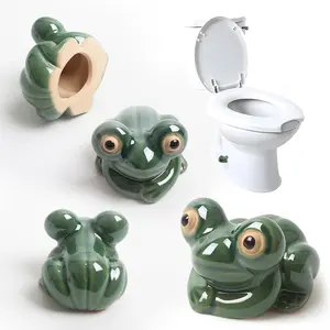 Cute Frog Ceramic Toilet Bolt Covers 2 Counts, Decorative Caps Easy Installation, Whimsical Bathroom Decor Accessories Perfect Gift