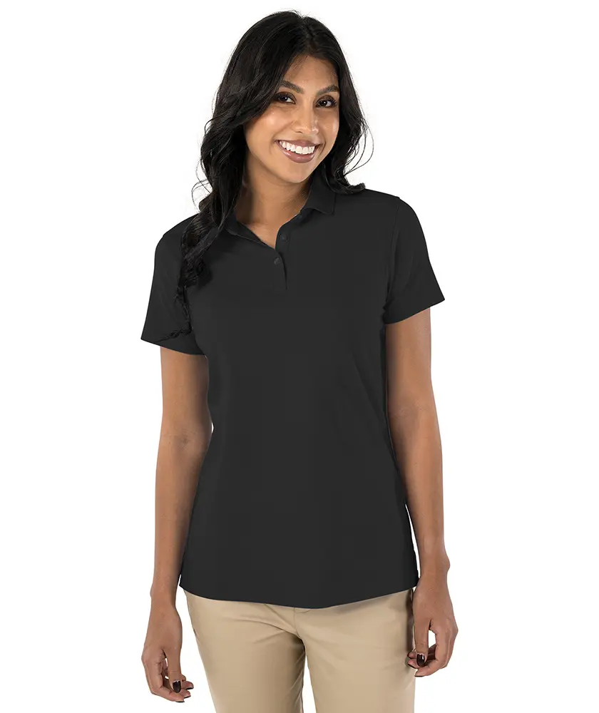 Charles River Apparel 2517 Women's Fitted Cut Stretch Fabric Cotton Blend Polo Shirt - 3 Buttons, Double-Stitched, Tennis Fashion Jersey, Three Buttons