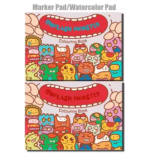 Ginflash Coloring Book Cute Cartoon Animals Stickers DIY Computer Laptop Washi Scrapbooking Colouring Bookmark Marker Pad Watercolor Pan