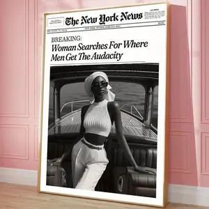 Trendy Newspapers Print, Black Women Poster, The New York News Wall Art, Girly It Girl Dorm Retro Decor, Room Artistic Gift Ornaments Photo Decoration