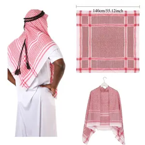 Trendy Keffiyeh Scarf Boho Arab Headscarf Lightweight Jacquard Cotton Shemagh Desert Wrap for Festival Outfit Travel Outdoor Streetwear