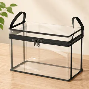 Large Clear Thick Plastic Storage Box with Hinged Lid, Heavy-Duty Durable High Capacity Organizer, Perfect for Home, Camping, Travel, Attic and Moving