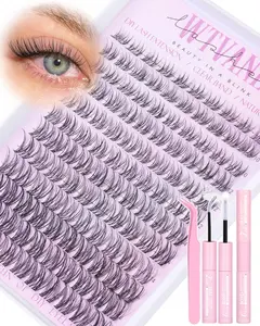 Venus Invisible Band Eyelash Clusters 8-16mm Lash Extension Kit Natural Lashes Clusters Eyelash Extension Kit with Thin Band Lash Cluster Clear Lash
