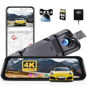 4K Mirror Dash Cam with ADAS & Blind Spot Detection – 150° Front + 120° Rear Night Vision Car Camera with WiFi, GPS & G-Sensor, WiFi 64GB Card Included
