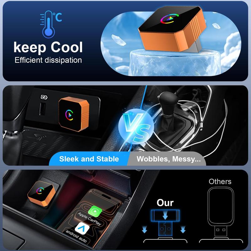 【NewYear2026】Ceesooi Mini Wireless CarPlay & Android Auto Adapter 2026 Model — Plug-and-play, fast auto-reconnect, turning wired into wireless