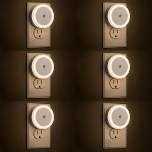 6-Pack Plug In Night Light, Dusk to Dawn LED Night Lights, Warm White Wall Plug Nightlight for Bedroom, Bathroom, Hallway, Home Decor