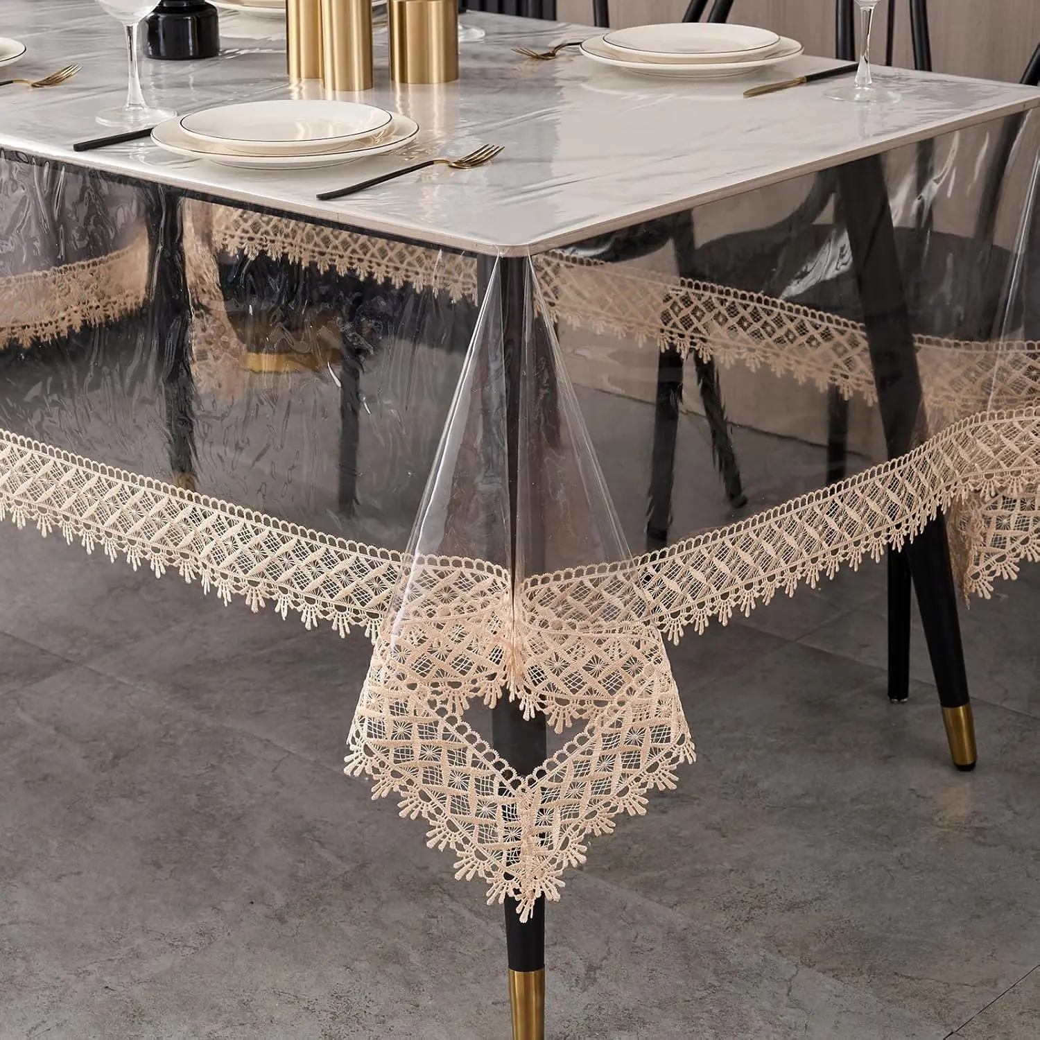 Clear Plastic Table Cover Protector, Rectangle  Oilproof Vinyl Tablecloth, 60 x 84 Inch Heavy Duty Wipeable  Transparent Table Cloth for Dining & Party