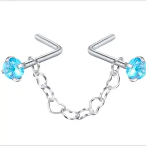 Silver Blue Bridge Nose Piercing