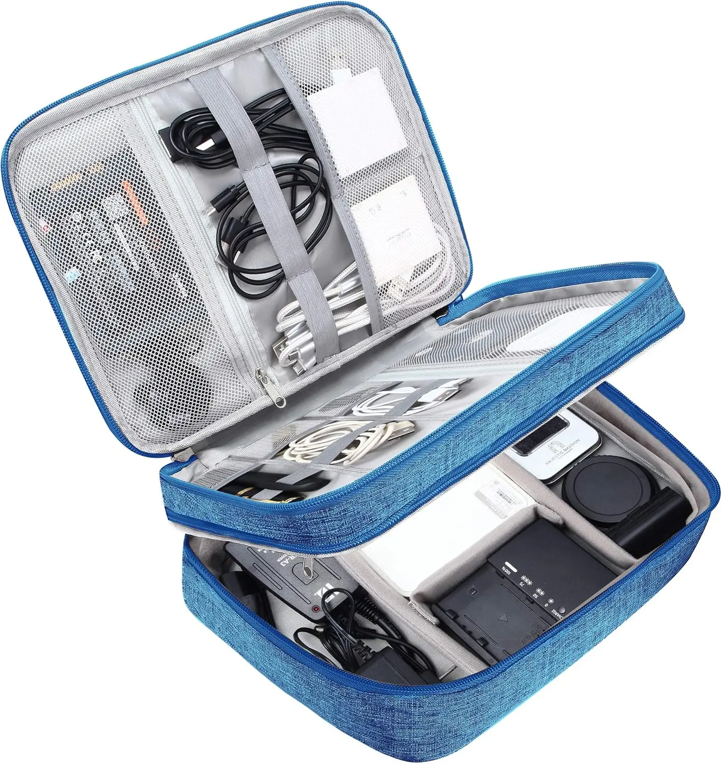 Bag Travel  Accessories Bag  Double Layer Electronics Organizer Portable Storage Case for , Cord, Charger, Phone, Adapter, Power , Kindle, Hard Drives
