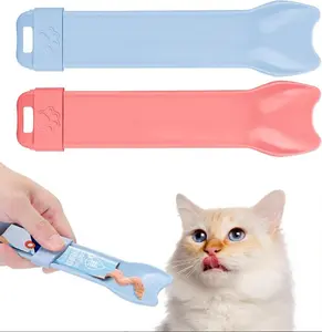 Yummy Sam 2pcs Cat Strip Feeders Kitten Interactive Lickable Puree Treat Food Dispenser Premium PP Material Convenient 2-in-1 Design for Wet Food & Liquid Snacks