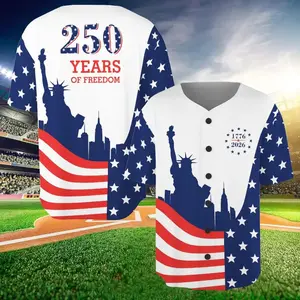America 250th Anniversary Baseball Jersey, 250 Years Of Freedom Shirt, Statue Of Liberty American Flag Patriotic Shirt,Independence Day Gift - Multiple Colors Available