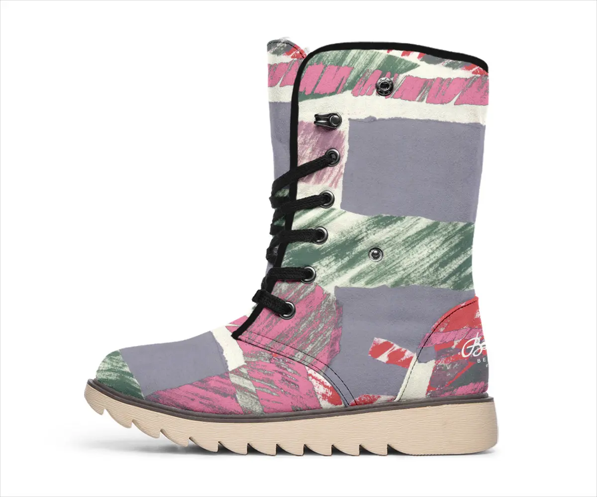 Abstract Engineered Collage Spring Colored Polar Boots