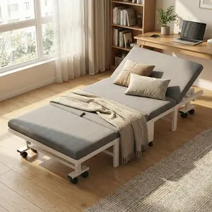 Portable Folding Guest Bed with 2'' Memory Foam Mattress – Rollaway Bed with Sturdy Steel Frame, Easy Assembly & 360° Wheels for Compact Storage Convertible Futon Couch Living Room Couch Modern Sleeper Sofa