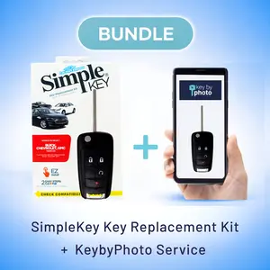 Ultimate Key Bundle DIY Car Key Replacement Kit with SimpleKey™ Programmer & Key By Photo™ Service | Select Buick, Chevrolet & GMC Vehicle with 4 Button Remote Key with Remote Start Feature, High Security Blade (GMFK4RSSK-KBP-UKB)