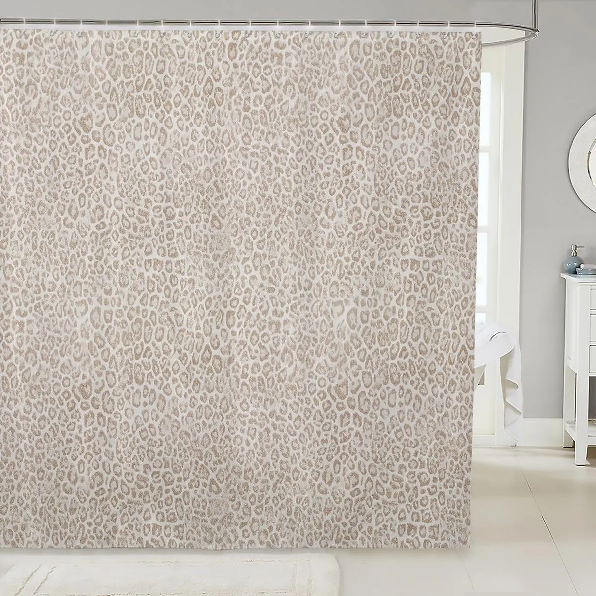Leopard Print Shower Curtain for Bathroom Decor Cheetah Print Bath Curtain Beige Bathroom Accessories Modern Art Waterproof Polyester Fabric for Stalls Bathtubs