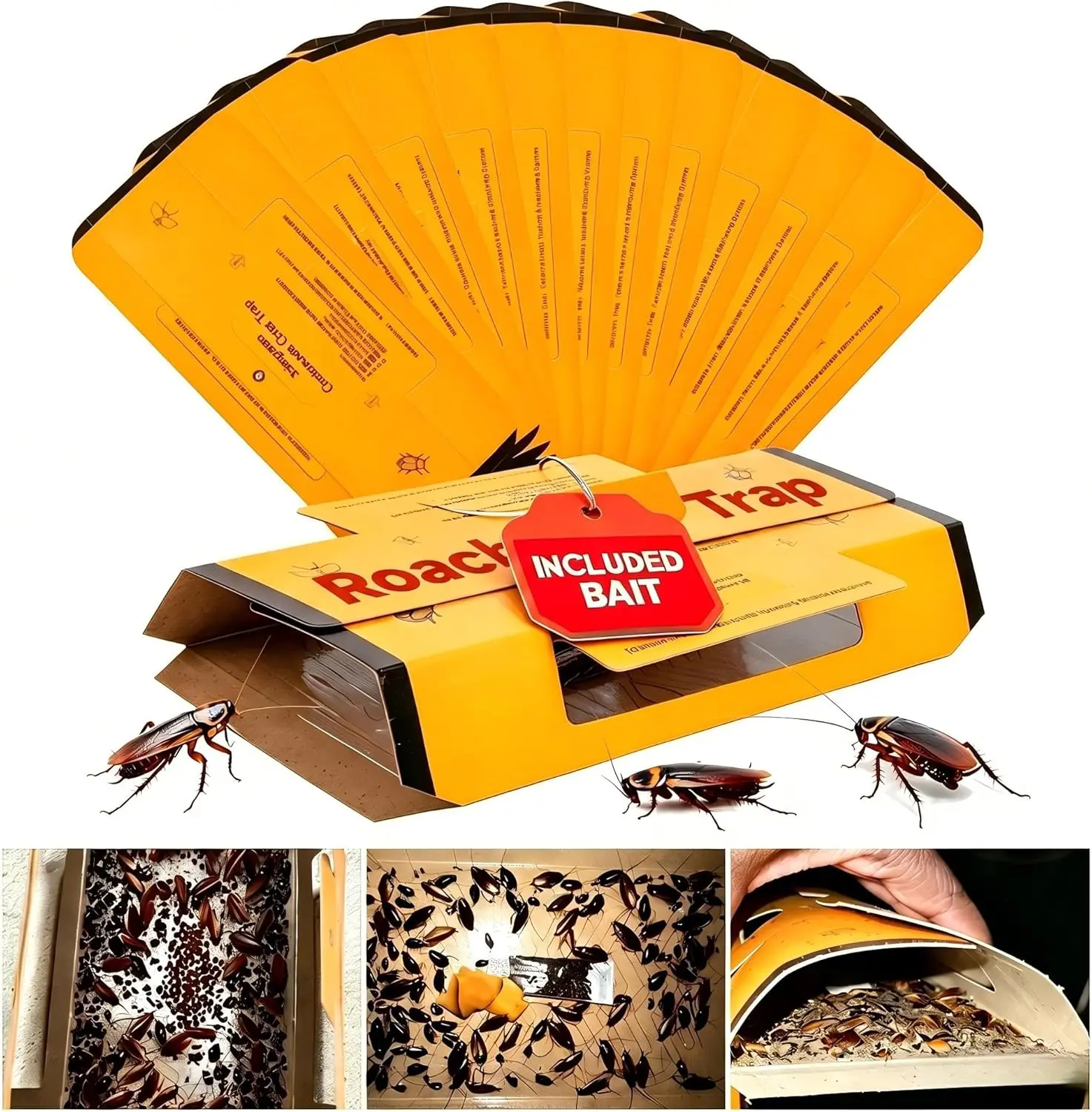 18 Pack Cockroach Traps Indoor Roach Killer Indoor Infestation, Cockroach Killer for Home Long Lasting Cockroach Trap Sticky Glue Traps for Bugs, Insects
