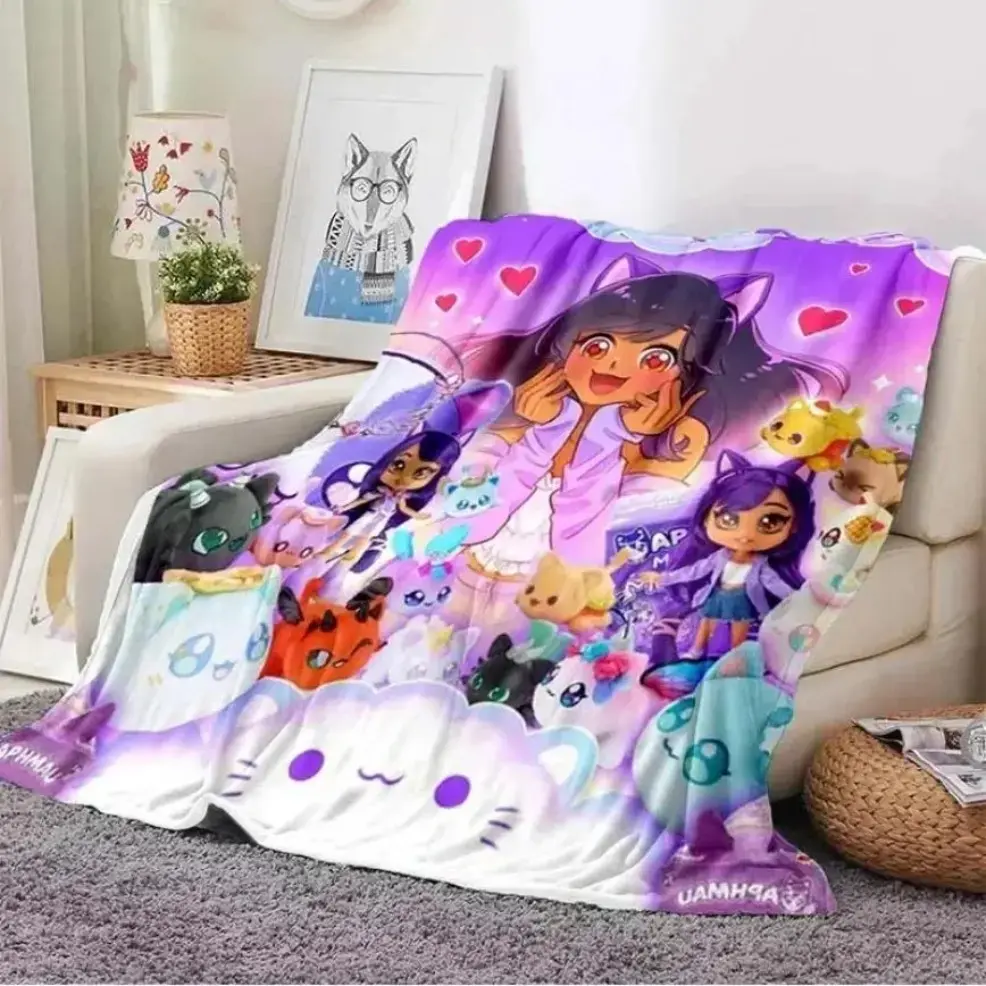 Aphmau Meemeows Cartoon Flannel Blanket,Baby blankets and adult blankets Ultra Soft Cozy Throw Blanket for Bedroom Living Room Couch Sofa Office Car, Trending Aesthetic Cute Blanket, Viral Must‑Have for Roleplay Fans, Perfect Birthday Christmas Mother’s