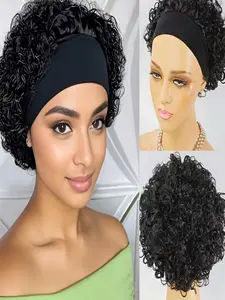 Headband Wig Human Hair Wigs for Women Pixie Cut Wig Short Curly Headband Wigs