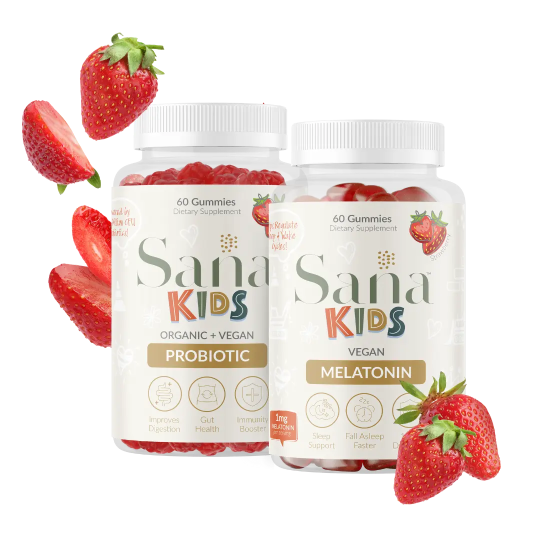 Sana Life Kids Melatonin & Probiotic Bundle | Natural Sleep Aid & Digestive Health Supplement for Children