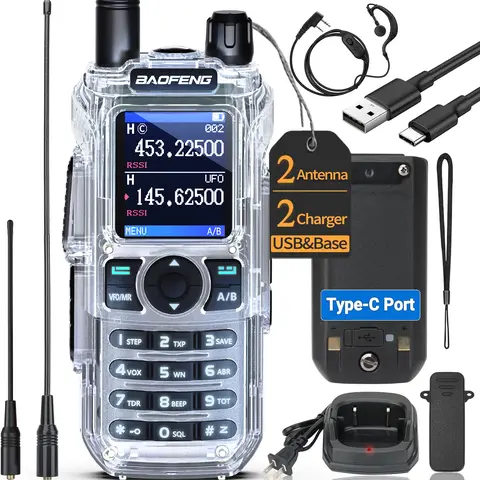 Baofeng UV-21 PRO Upgrade Ham Radio, Handheld Dual Band Long Range 2-Way Radio Transceiver Walkie Talkie with Earpiece  for Camping