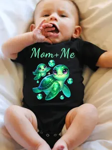 PUEMCO Unisex Baby "Mommy's Little Cowboy" Graphic Bodysuit - Soft Cotton Short-Sleeve Onesie, Western Family Matching Baby Clothing for Daily Wear, Farm Trips, New Parents, with Heart Frame
