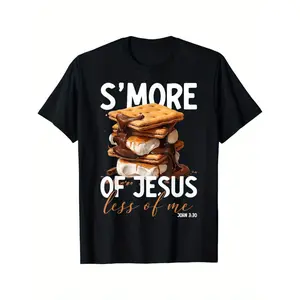 Drop Shoulder T Shirt Featuring a Little More Jesus and a Little Less Fun Christian Marshmallow Design