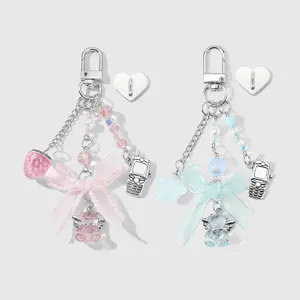 1 piece sweet, fresh, fashionable, minimalist multicolor beaded mini phone charm featuring resin strawberry, stars, bows, and a crystal bear; “gift for loved one” set; keychain and bag pendant; suitable for girls’ everyday wear; holiday gift