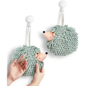 Fuzzy Ball Hand Towels (Set of 2) - Dry Your Hands conveniently with This Creative Hand Towel Hedgehog Decorative Towels for Bathroom