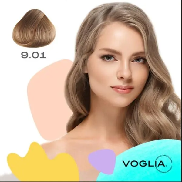 Voglia Hair Color Cream, 9.01 Very Light Natural Ash Blonde Hair Dye, 90ml Salon Haircare Product with Easy-Apply Formula