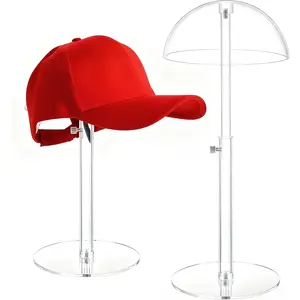 Hat Display Stand 8-16 inch Adjustable, Clear Domed Hat Stand Rack for Baseball Cap Cowboy, Wig Holder Stand Organizer for Dresser Closet Vendors (Adult styles, 1)