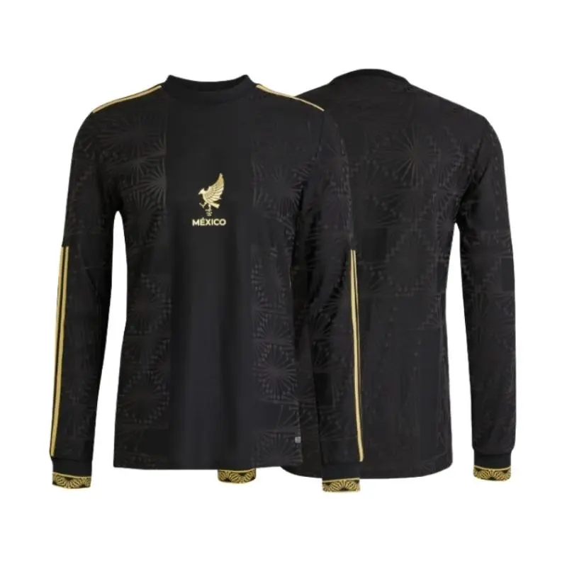 2025 Gold Cup Mexico Home Black and Gold Short Sleeve Quick Dry