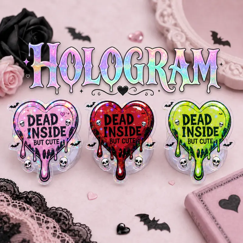 Dead Inside But Cute Phone Grip, Gothic Heart Slime Grip Stand for iPhone & Android, Spooky Kawaii Horror Phone Holder