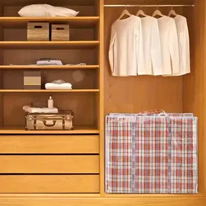 Extra-large reusable, strong zippered shopping storage bag, mixed colors, PVC zippered storage bag, durable clothing and laundry organizer bag, suitable for over 100 scenarios, perfect for moving and daily use, and a great addition to wardrobe systems