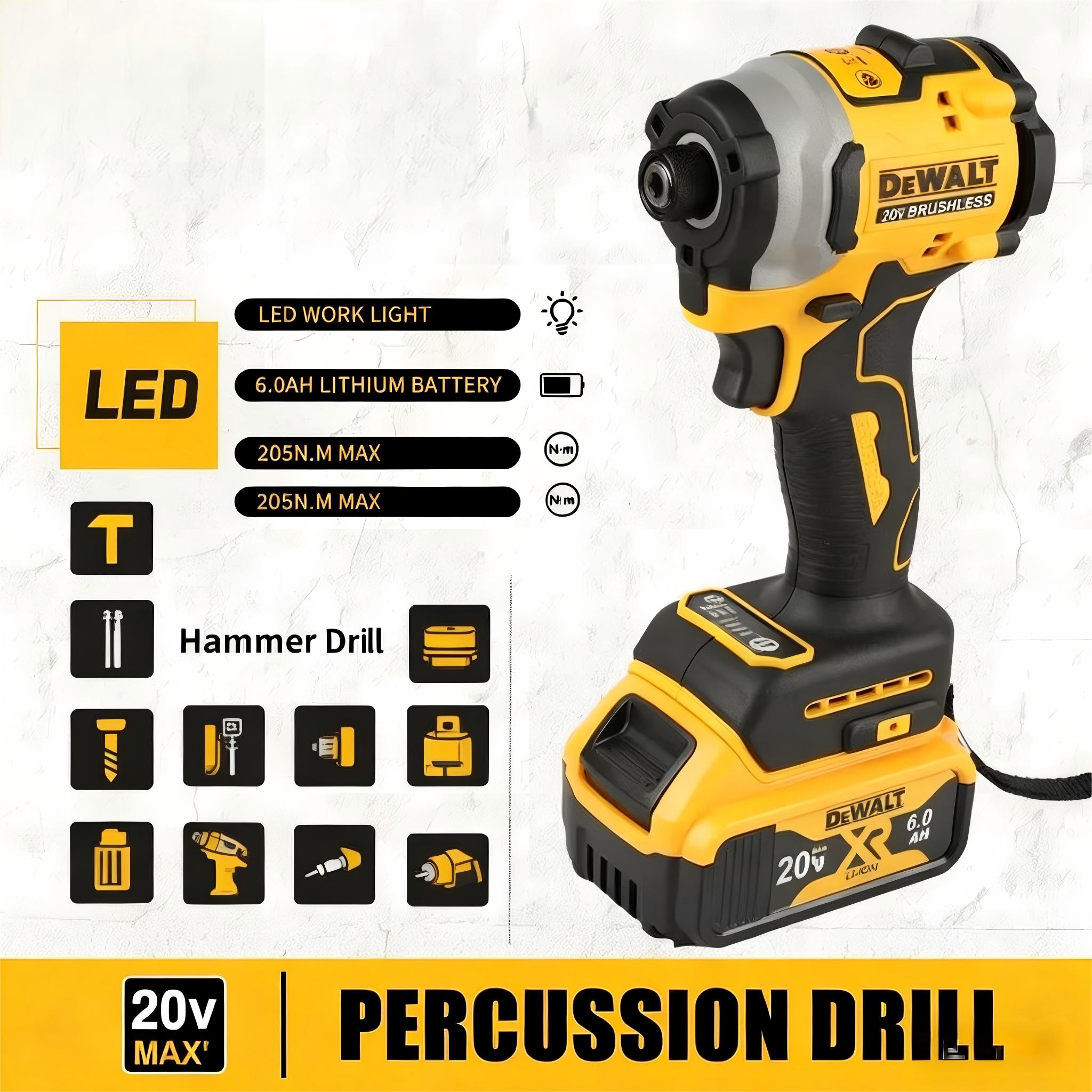 DEWALT DCF850 20V MAX Brushless Cordless Impact Driver, 205Nm Torque 3250RPM, Rechargeable Power Tool for Construction & DIY