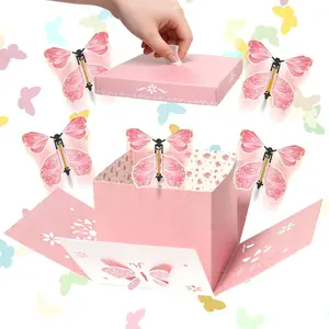2026 Graduation  Hollow Explosion Gifts Box,  DIY Flying Butterfly  Box with Butterflies and Confetti, Hollow Flower & Butterfly  for Graduation, Anniversary, Wedding, Birthday Party Decor &  Gifts