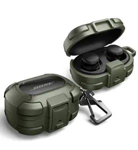 [ONLY CASE, NOT Buds Included]Dexnor for Bose QuietComfort Earbuds Protective Case with Drop-Proof Lock, Shockproof Rugged Bumper Cover with Carabiner & Keyring for Bose QuietComfort Earbuds 2024