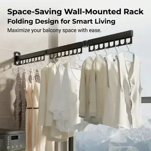 Folding Wall-Mounted Clothes Drying Rack, Space-Saving Retractable Laundry Hanger, Heavy Duty Wall Mount Clothesline for Balcony, Bathroom & Indoor Use