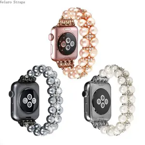 2026 New Adjustable Wearable Double-Row Pearl Diamond Alloy Jewelry Watch Strap, Luxury Wedding Bag Accessory Replacement Band for Smart Watches